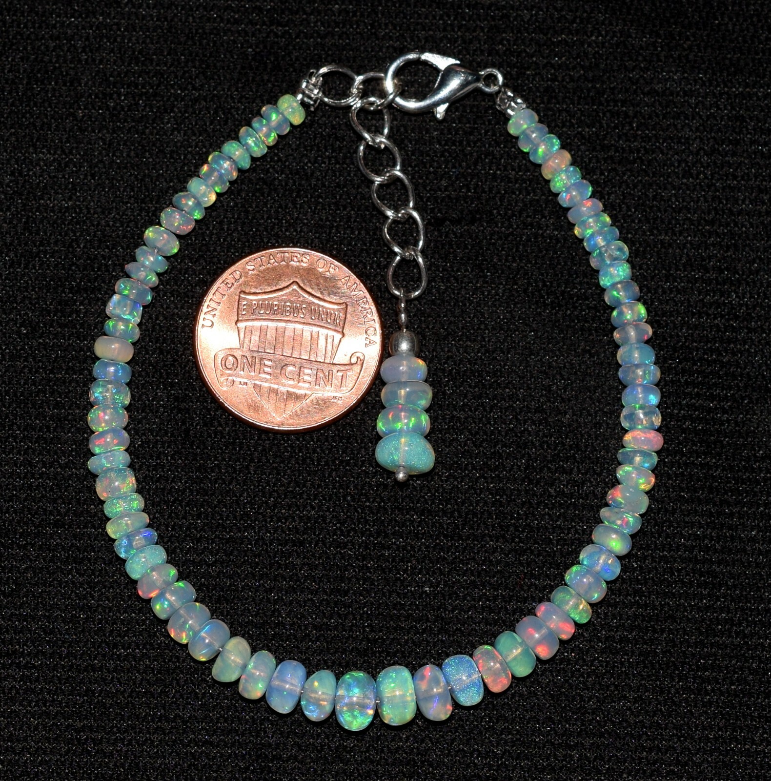 Natural Ethiopian Wello Fire Opal Gemstone Fire Beads 7.5″Bracelet F01784