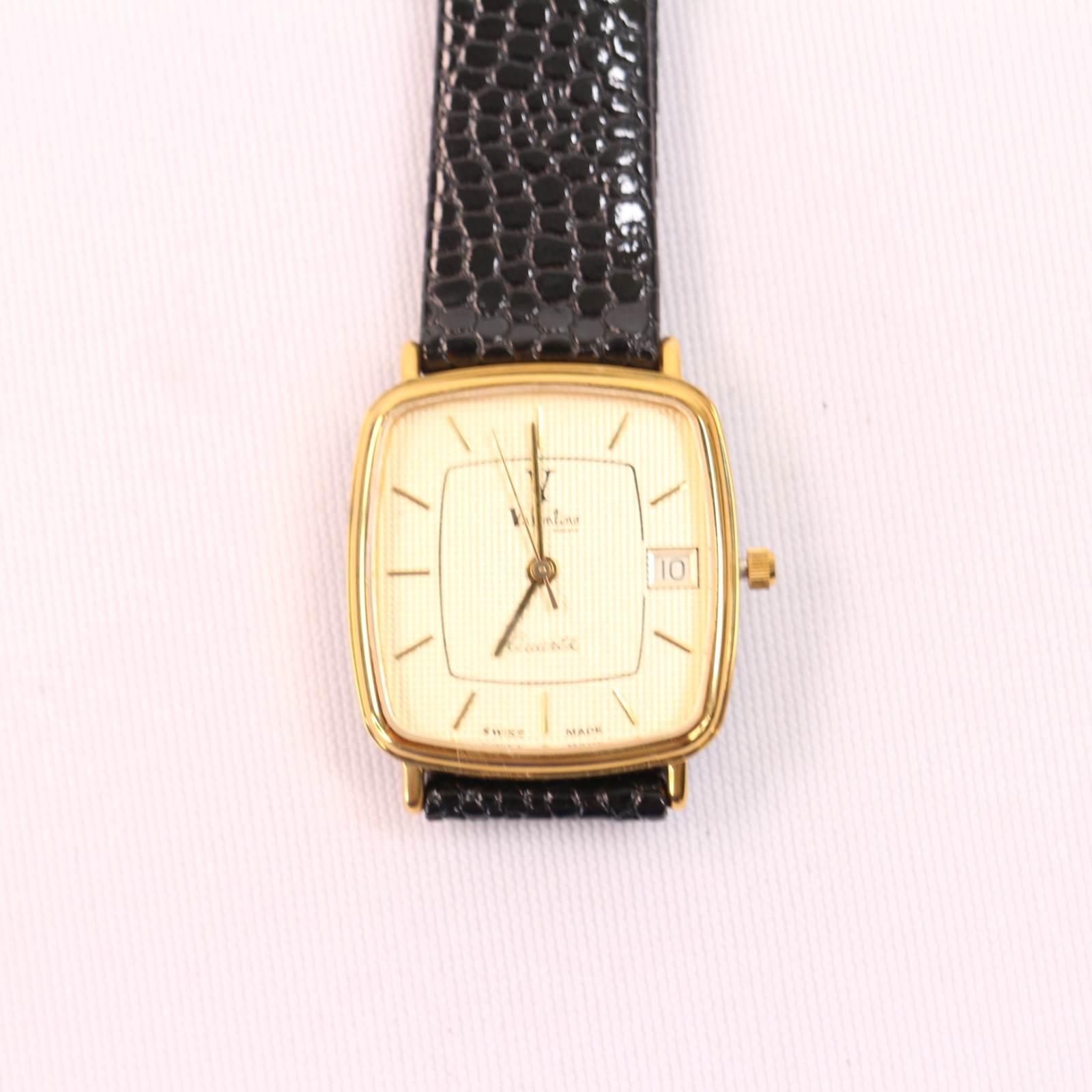 Vintage 1980s VALENTINO Roberto New Old Stock Tank Gold Plated Quartz 25mm Watch