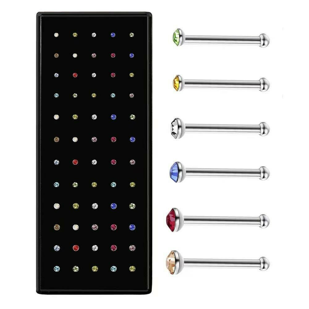 120× Stud Nose Rings Bone Stud Stainless Steel Color Pin Jewelry Piercing Body