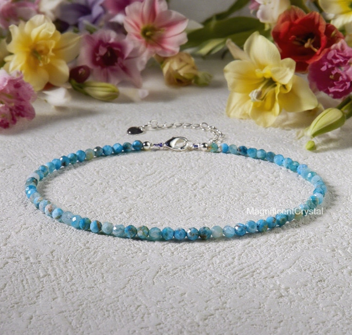 Dainty 3MM Larimar Anklet Energy Boho Jewelry Summer Vibe Surfer Women Gifts