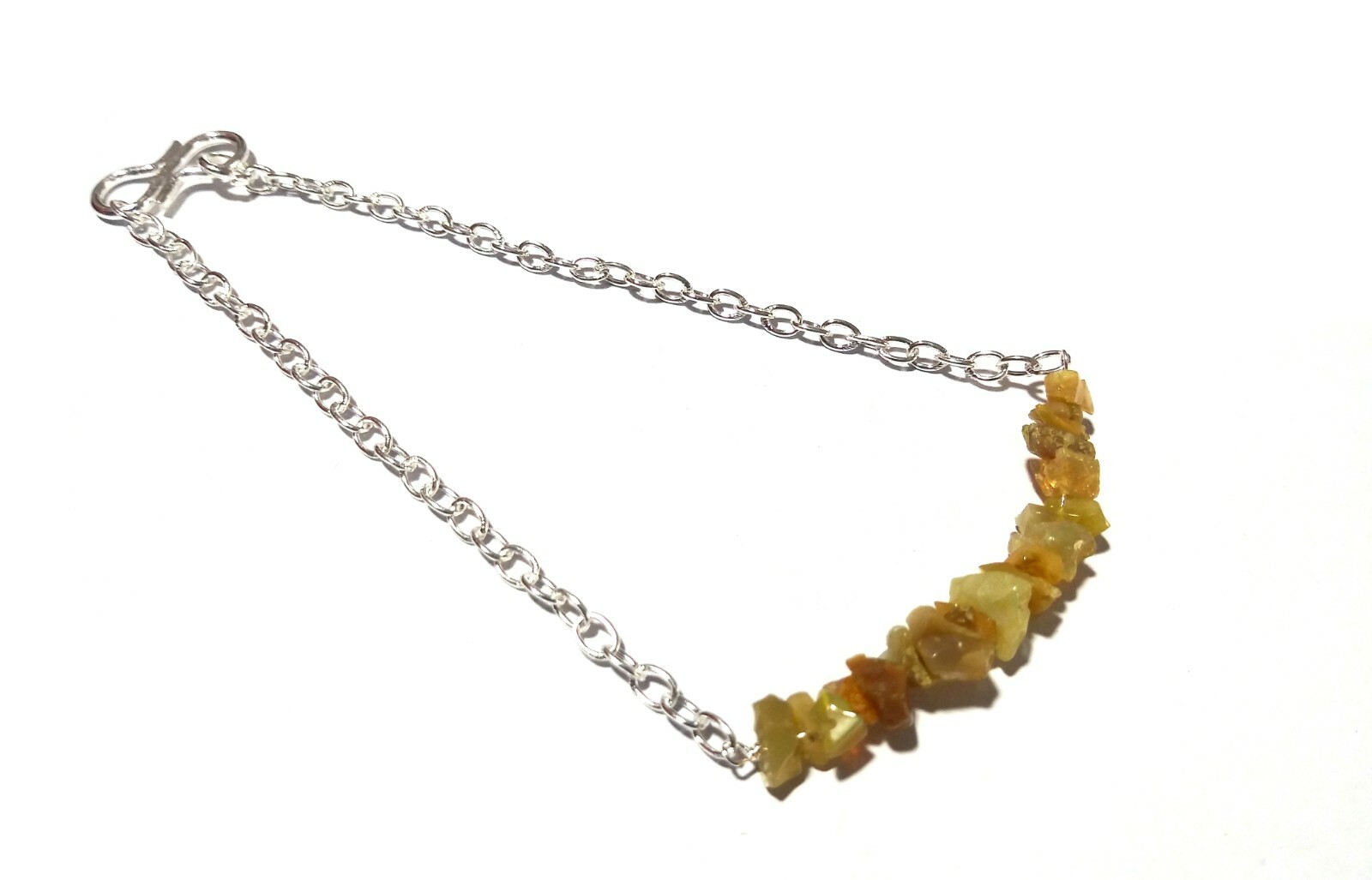 Ethiopian Opal Chip Uncut 3-5mm Chain Silver Plated Wire 7″ 5 Bracelet Natural
