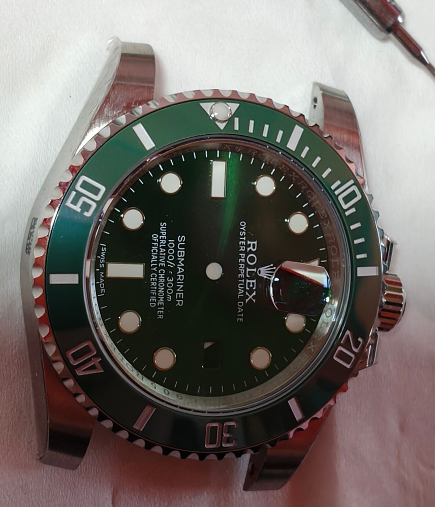 DIY 40mm Stainless steel Watch case with the green bezel Dial kits For 2824 DIY