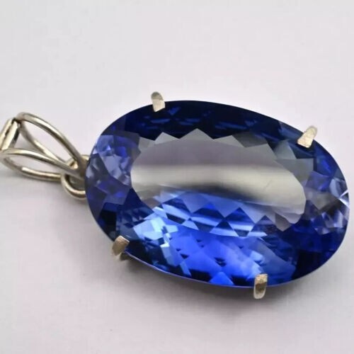 Natural Ceylon Blue Sapphire 40 Ct Oval Cut AGL Certified Rare Gemstone Pendant