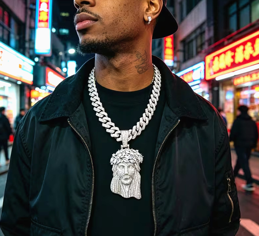Men’s Fashion Trend Anti-Allergy Plated Pendant Cuban Link Necklace – Hip-Hop