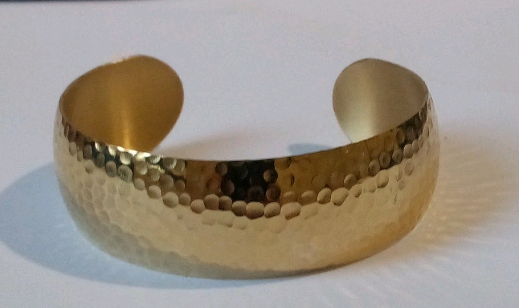 1/20 14k Gf Hammered Cuff Bracelet Gold Tone Made In USA