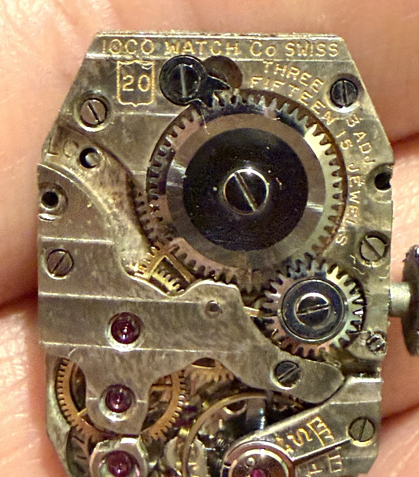 1920’s LADY IOCO 14K WHITE GOLD & SAPPHIRE WATCH W/ ORIGINAL 1/20 GF BAND -RARE!