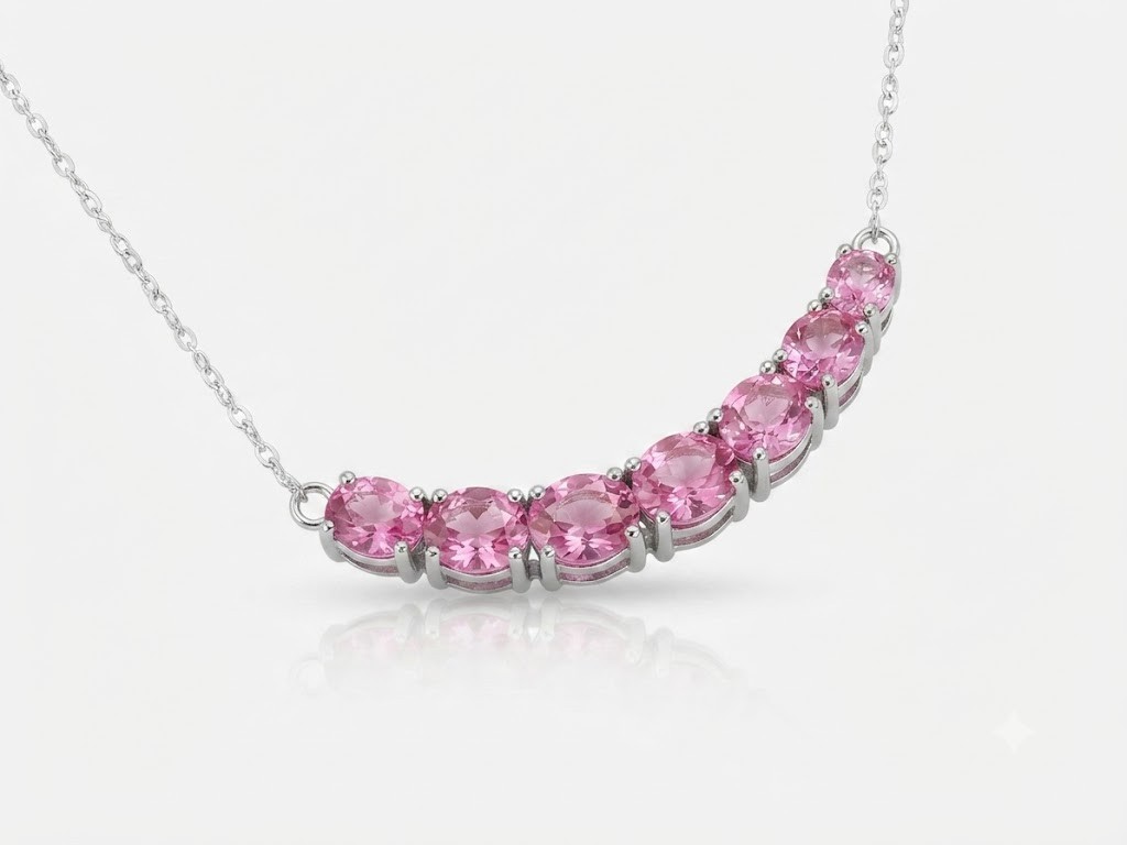 RARE 8.20 Ct Pink Diamond Necklace, Amazing Shine, FREE Diamond Studs