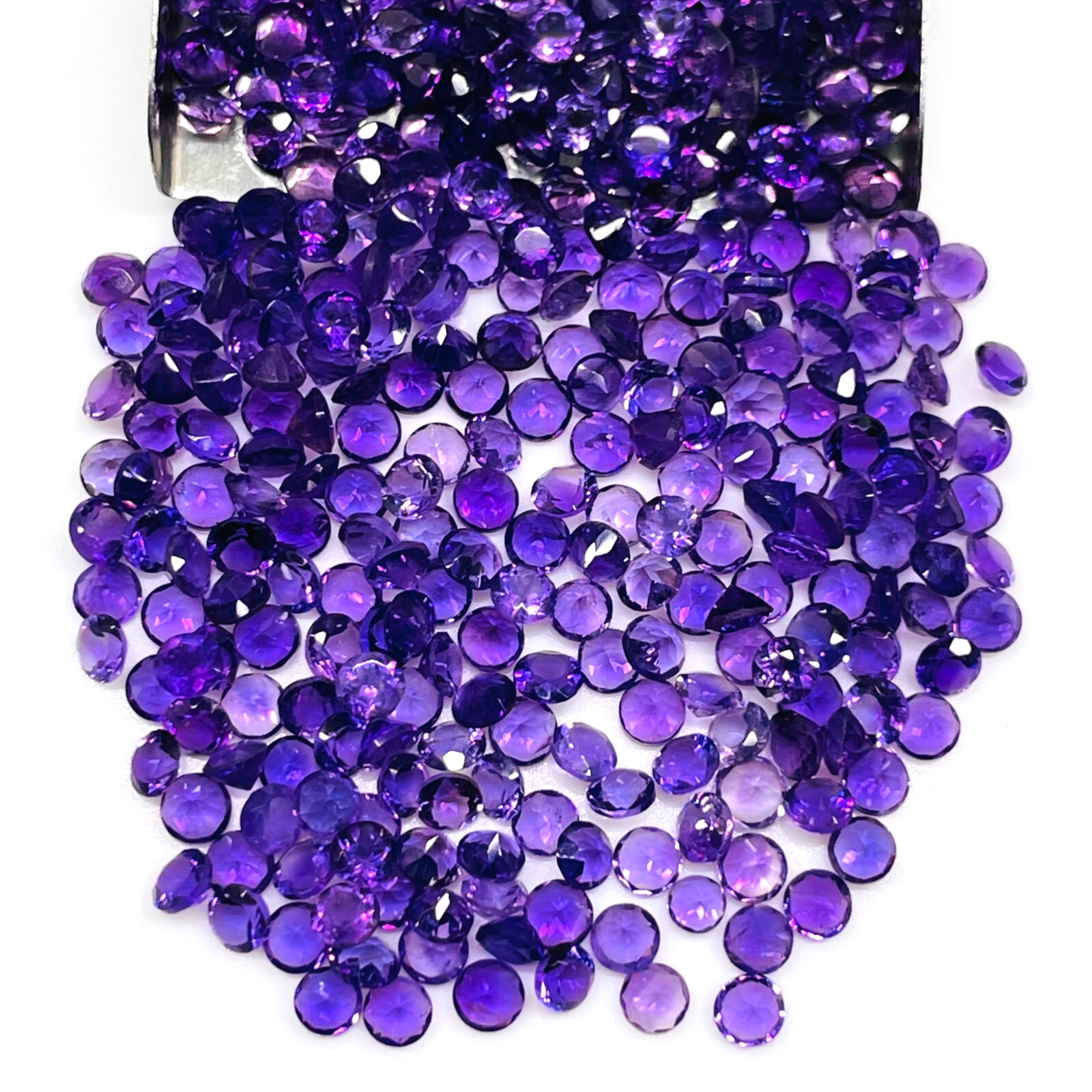 100 Pcs Natural Amethyst 2.5mm Round Cut Loose Untreated Gemstones Wholesale Lot