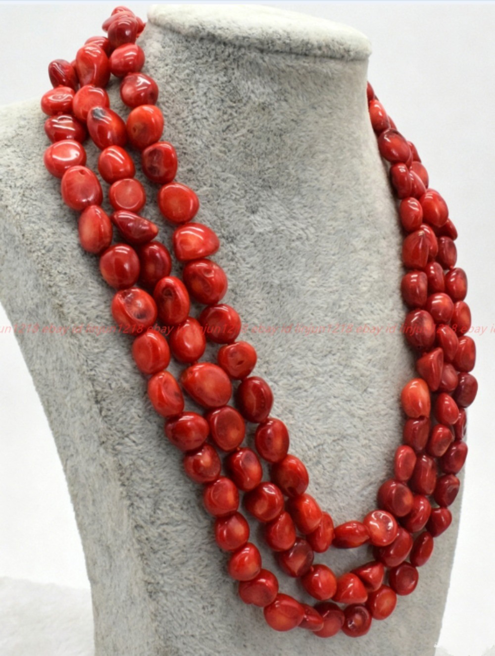Natural 8x10mm Red Coral Irregular Gemstone Beads NeckLace Long 18-100in