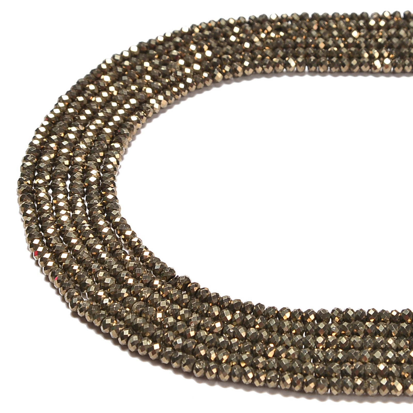 Pyrite Faceted Rondelle Beads Size 2x3mm 15.5” Strand (2x3mm)