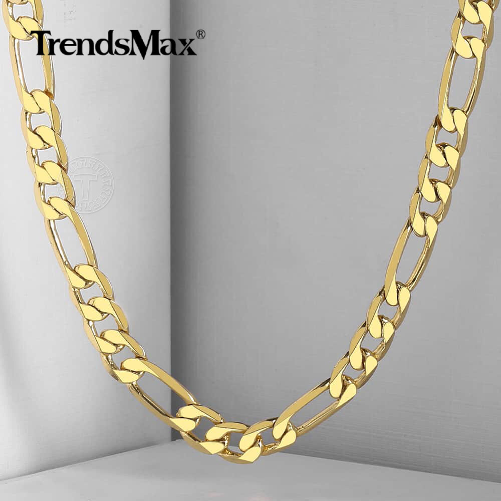 6MM 18-24″ Yellow Gold Filled Unisex Figaro Link Chain Necklace Women Men Gift