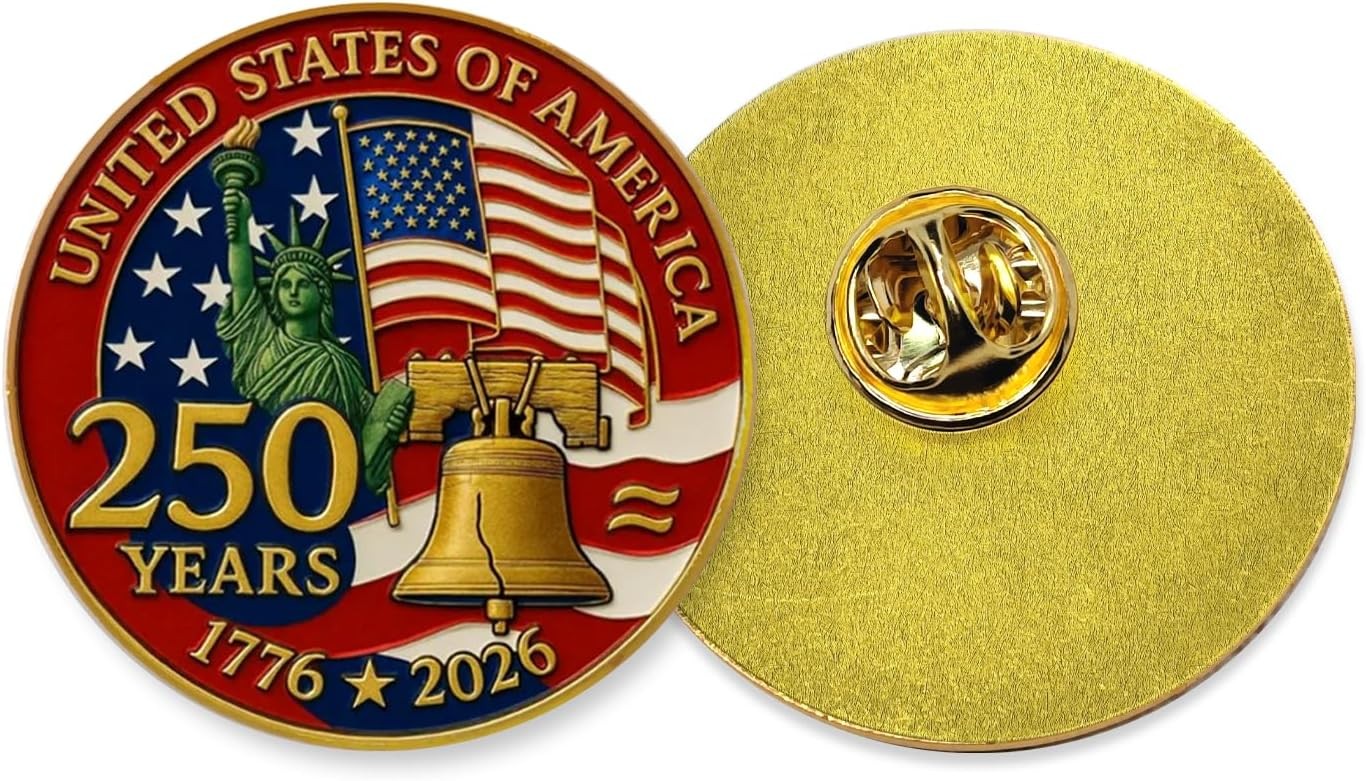 2 Pcs America 250th Birthday Enamel Pins,250 years Anniversary Metal Gold Plated