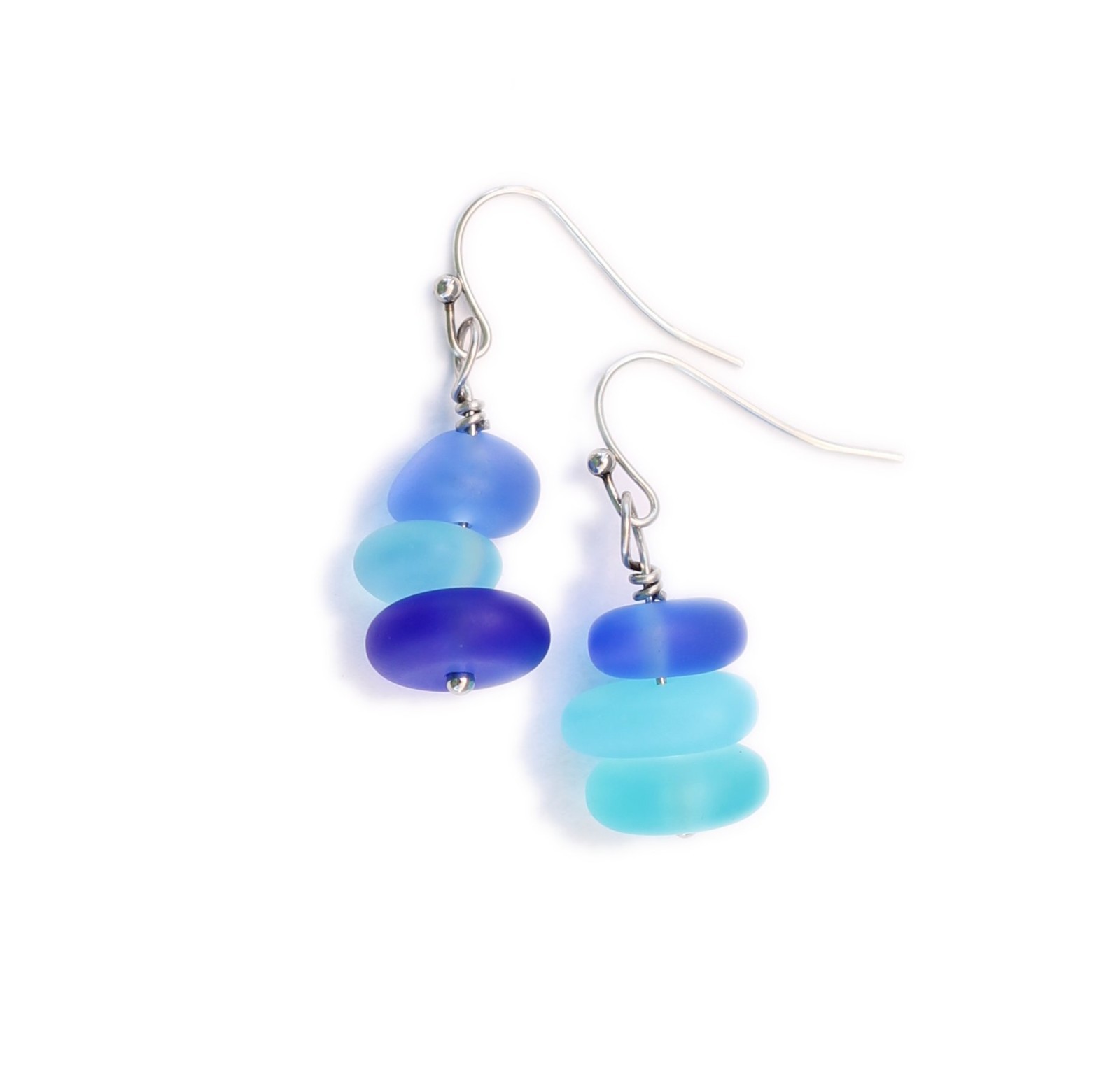 Blue Sea Glass Earrings | Ocean Sea Cruise Beach Jewelry