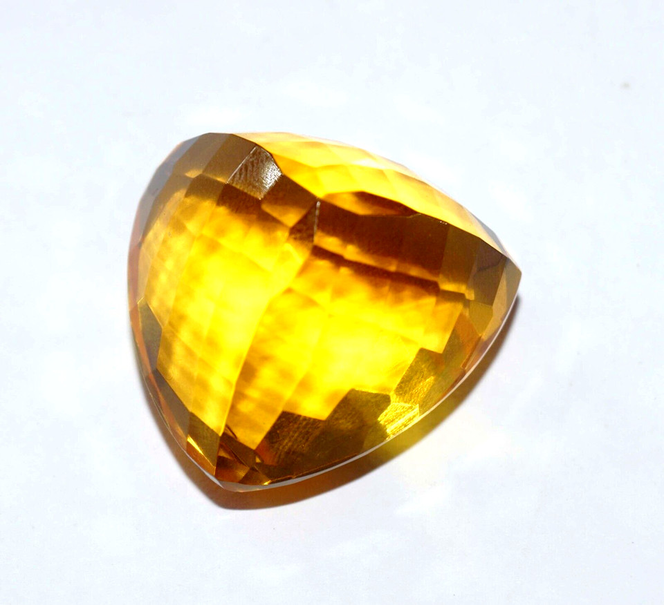 Certified Natural 123.75 Ct Trillion Cut Yellow Citrine Brazilian Loose Gemstone