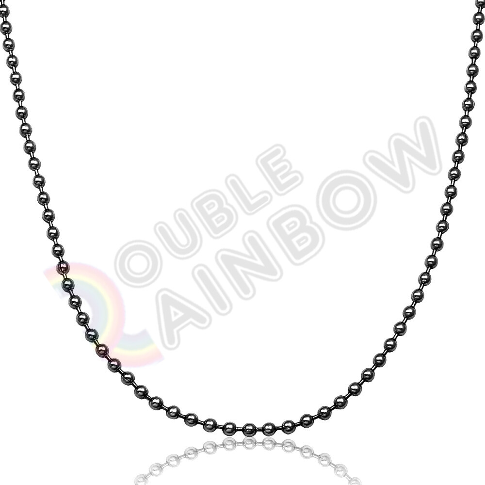 3mm Men Women’s Stainless Steel Necklace Bead Ball 18-30″Chain Black Plated*C21