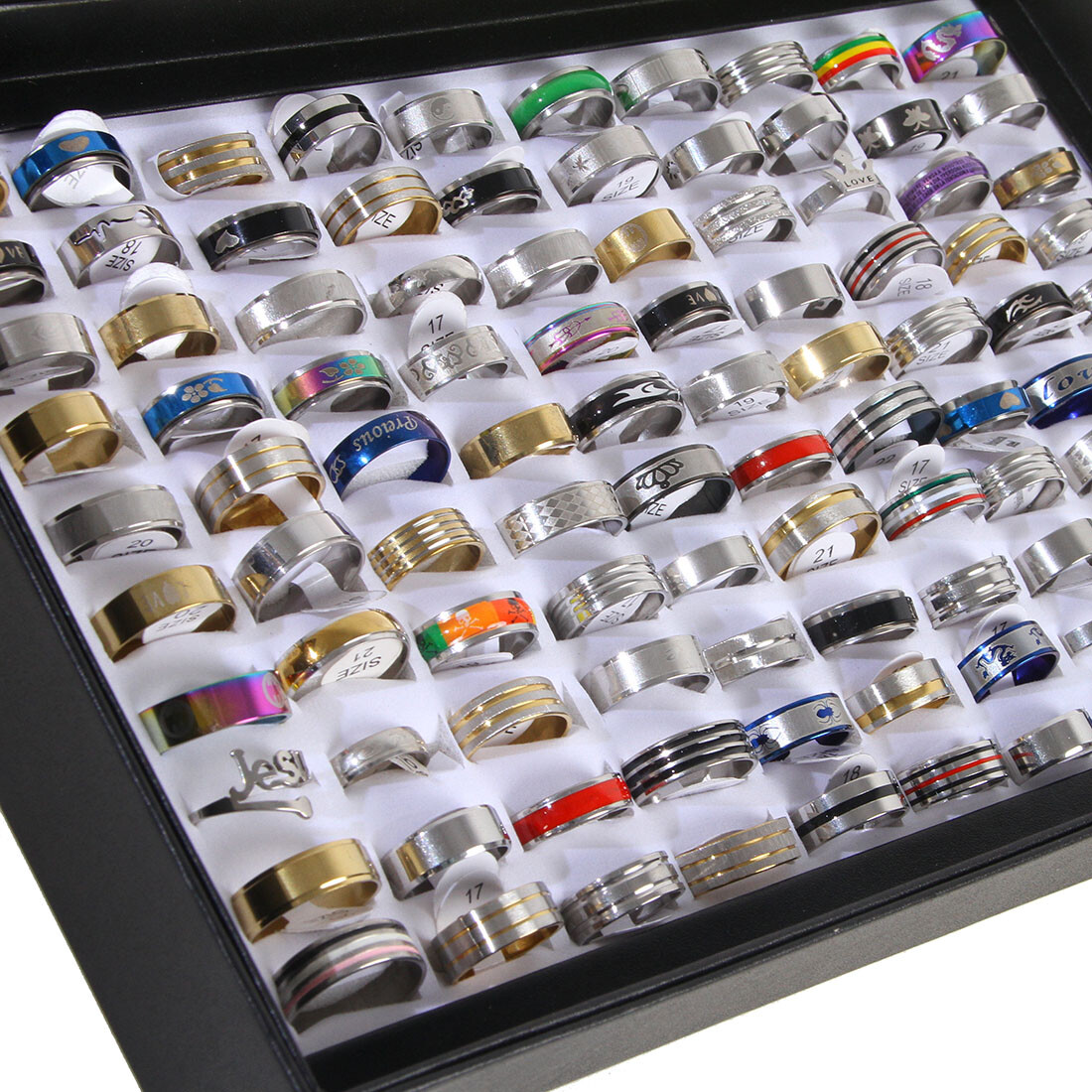 100pc Wholesale Mixed Rings Bulk Finger Band Ring Lot Men/Women Jewelry Fashions