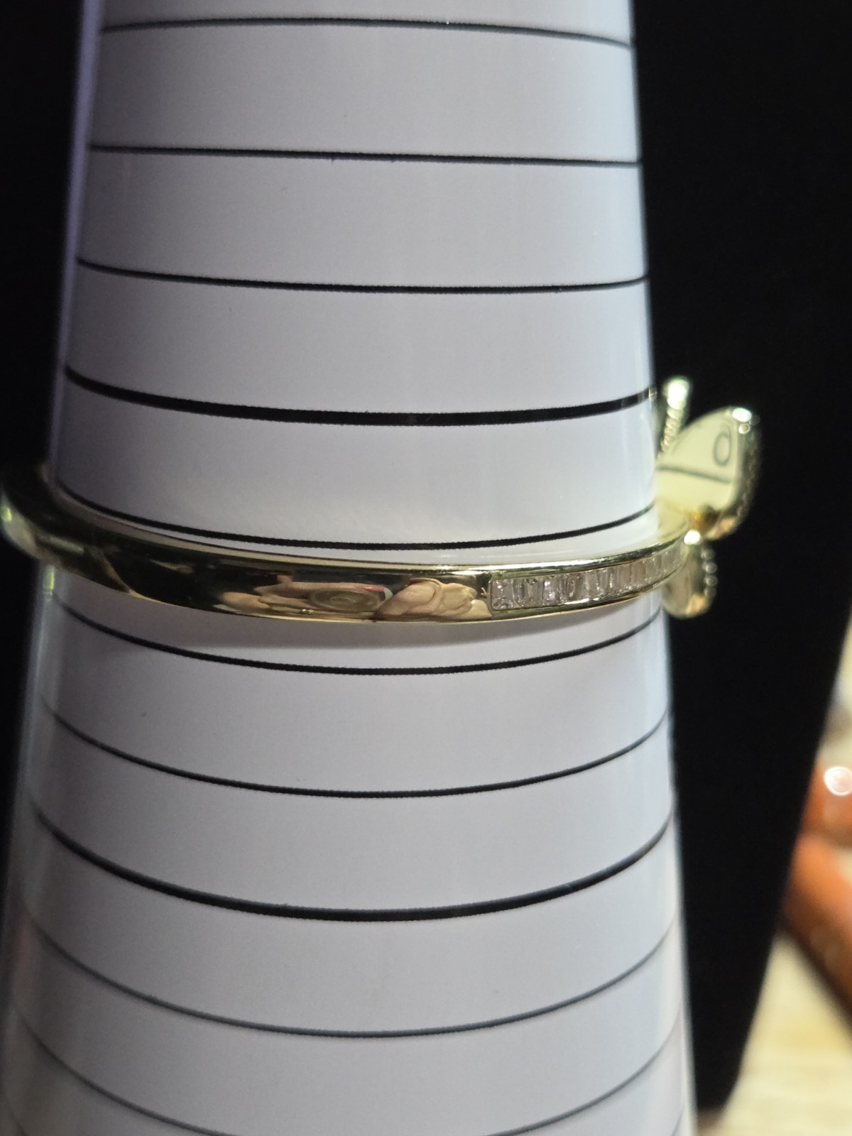 Freida Rothman Family Vault Butterfly MOP CZ Gold Plated Hinged Bangle 6.5″