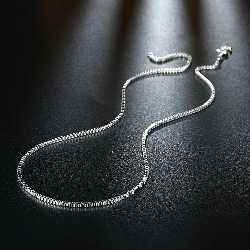 925 Sterling Silver Necklace 16/18/20/22/24 inches fine1.5MM Box chain For Women