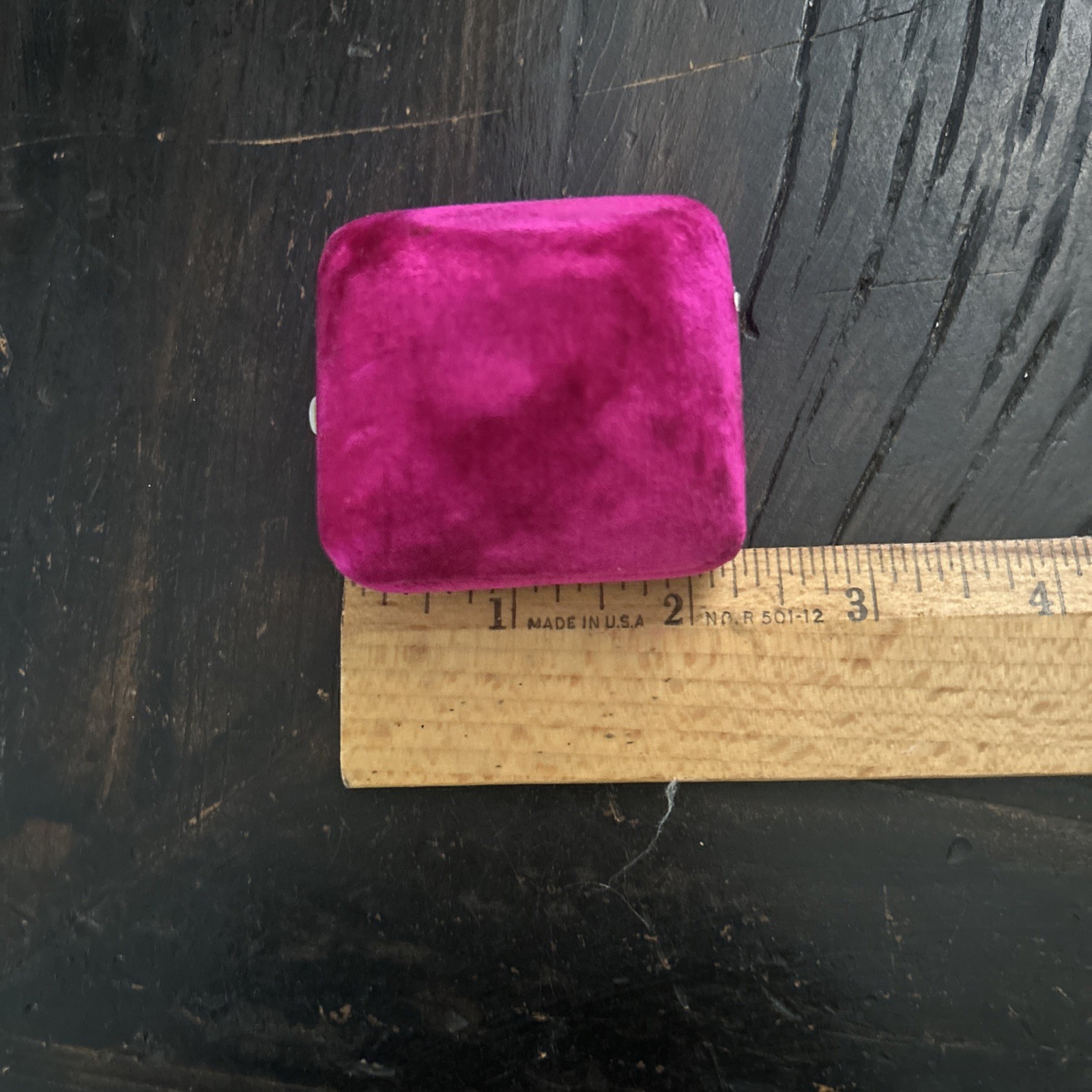 Antique Pink Velvet, Dome Ring Presentation Jewelry Box Push Button Excellent