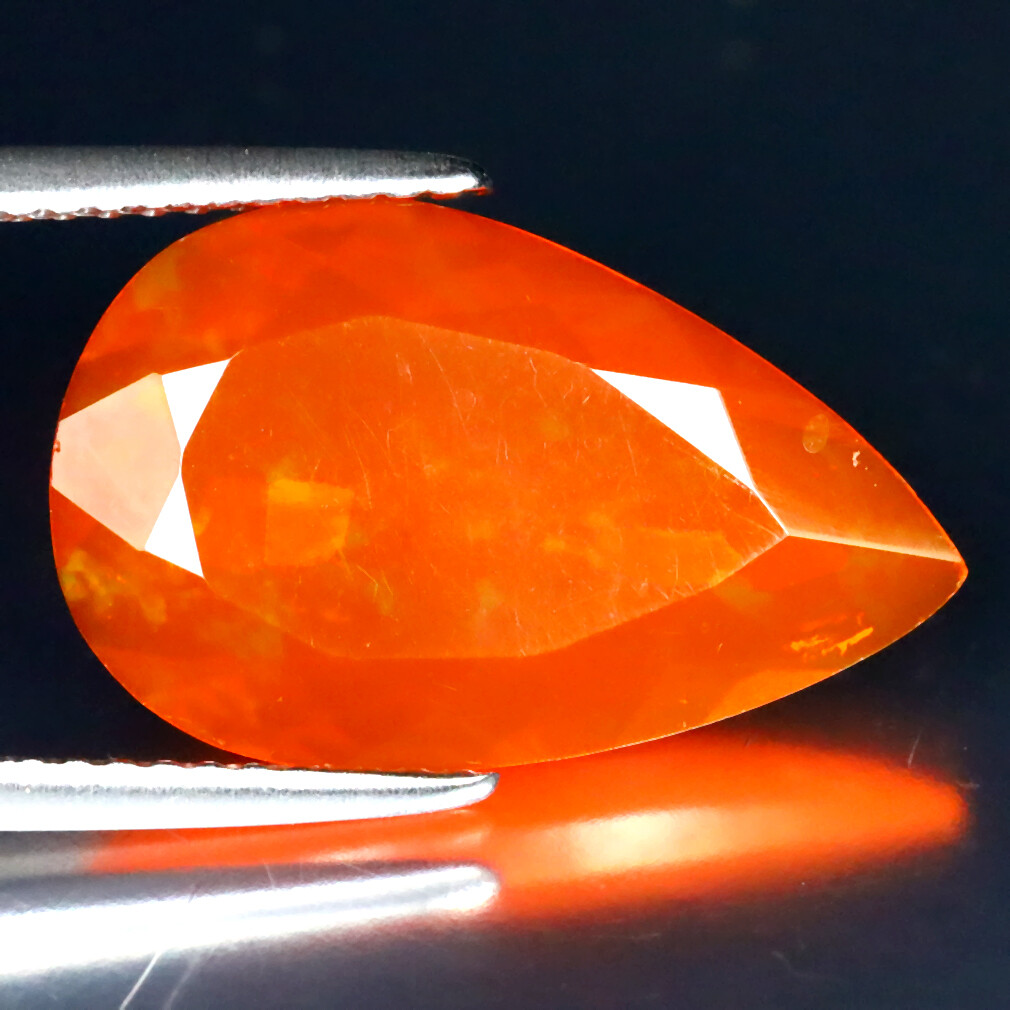 2.46 ct Eye-catching Pear Cut (18 x 11 mm) Heated Orange Fire Opal Gemstone