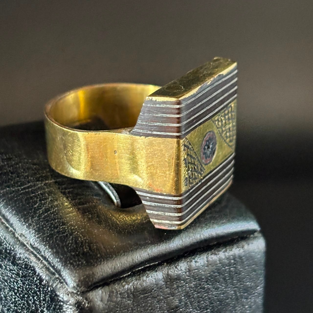 Vintage Moroccan Tuareg Brass Ring Berber Sahara Handmade Ring Size 11.5 US