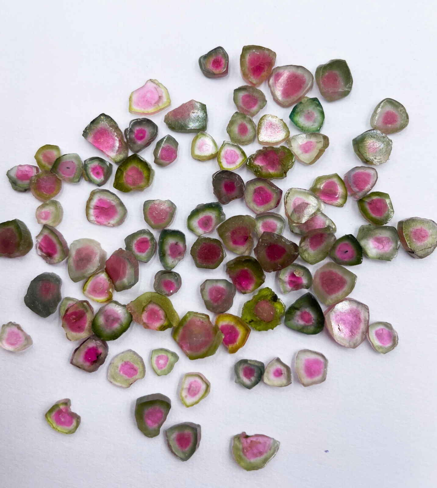 Natural Watermelon Tourmaline Slice Loose Gemstone Lot 10 Pcs 5*6-7*8 MM 10 CT