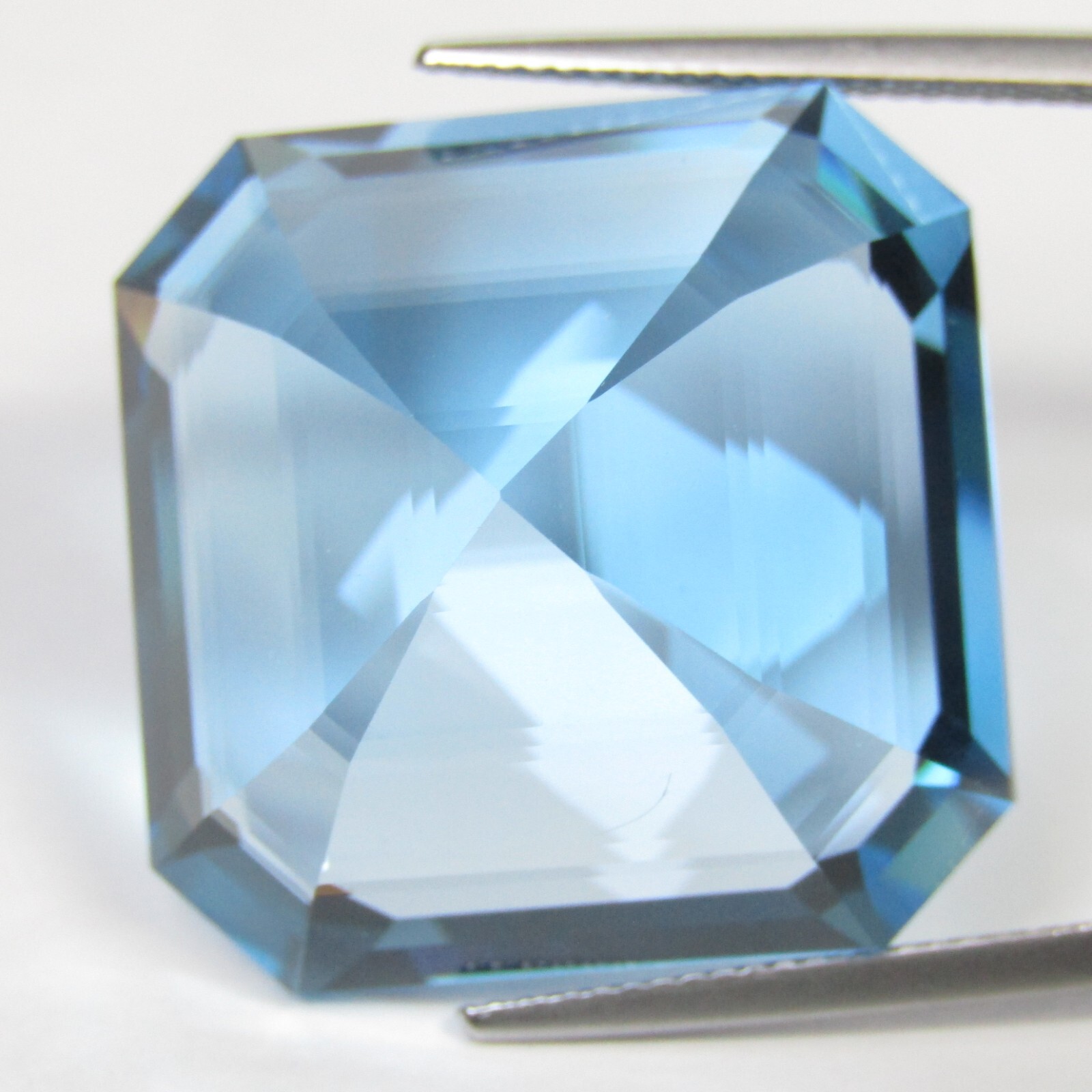 78.63Cts Striking Natural Top Baby Blue Topaz 24mm Asscher Cut Brazil Gemstone