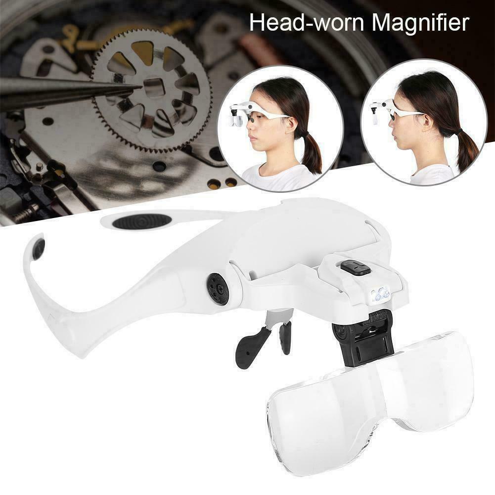 Magnifying Glass Lens LED Light Lamp Visor Head Loupe Jeweler Headband Magnifier