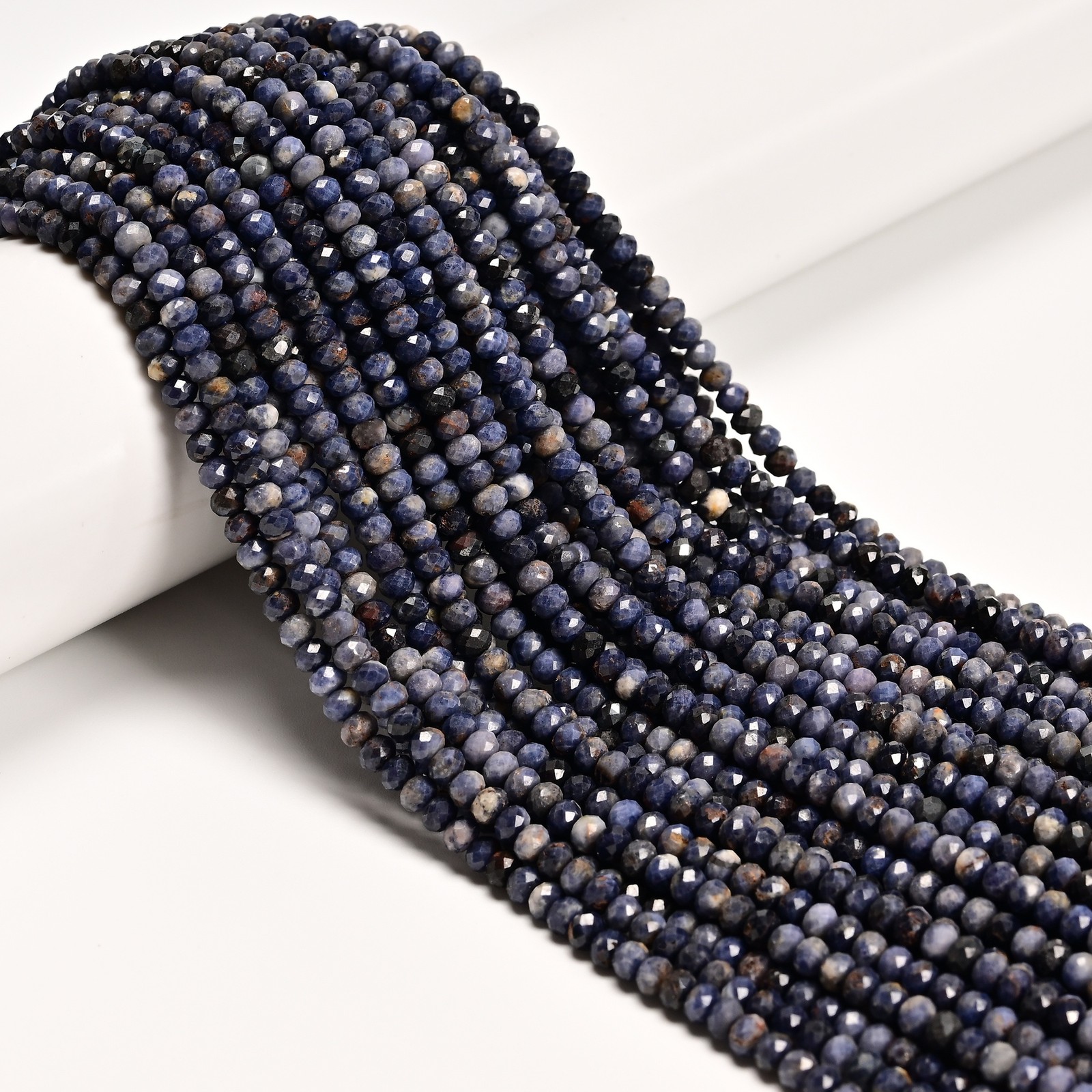 Natural Sapphire Faceted Rondelle Beads Size 3x4mm 15.5” Strand