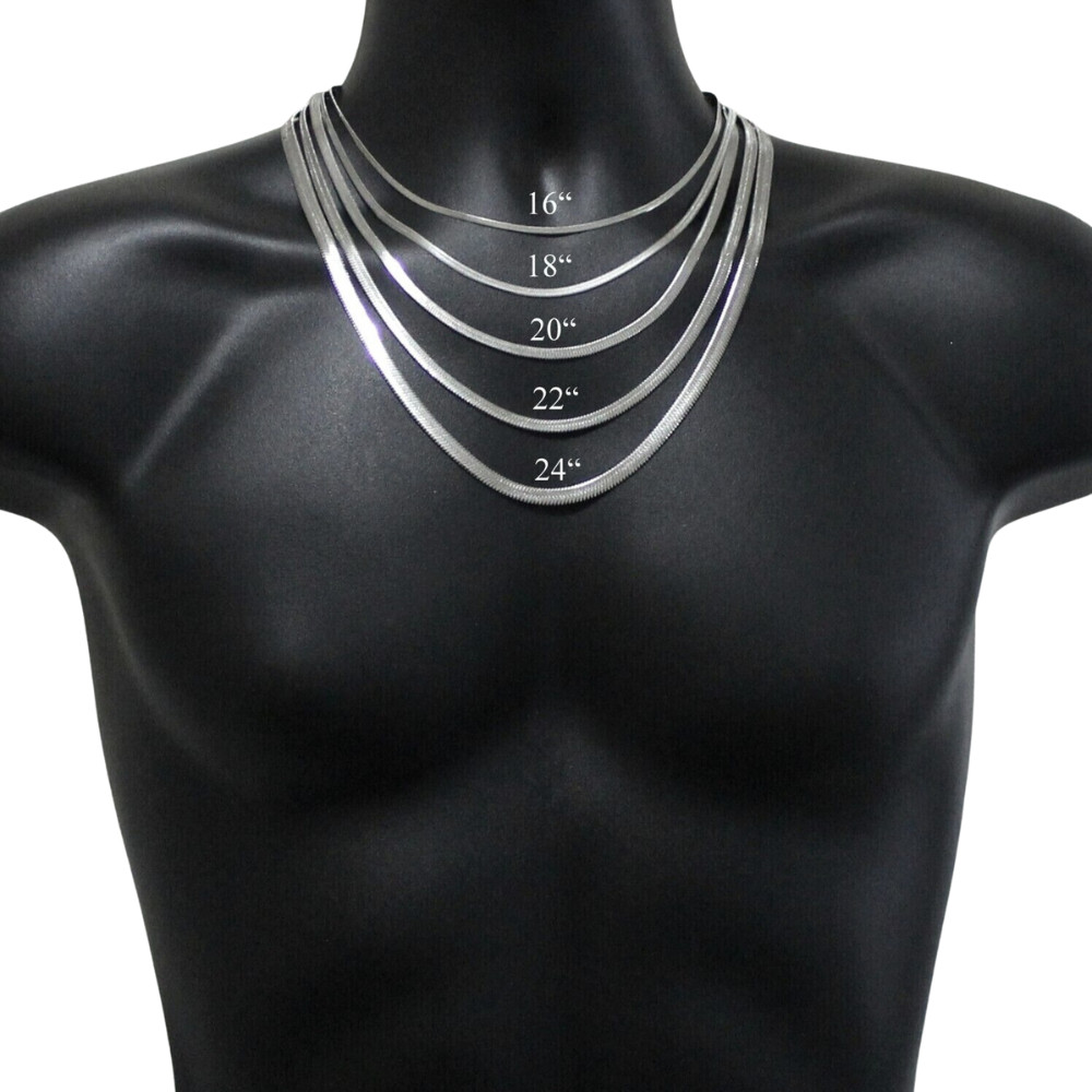 Stainless Steel Flat Chain Classic Necklace Men Women Jewelry 16″-24″