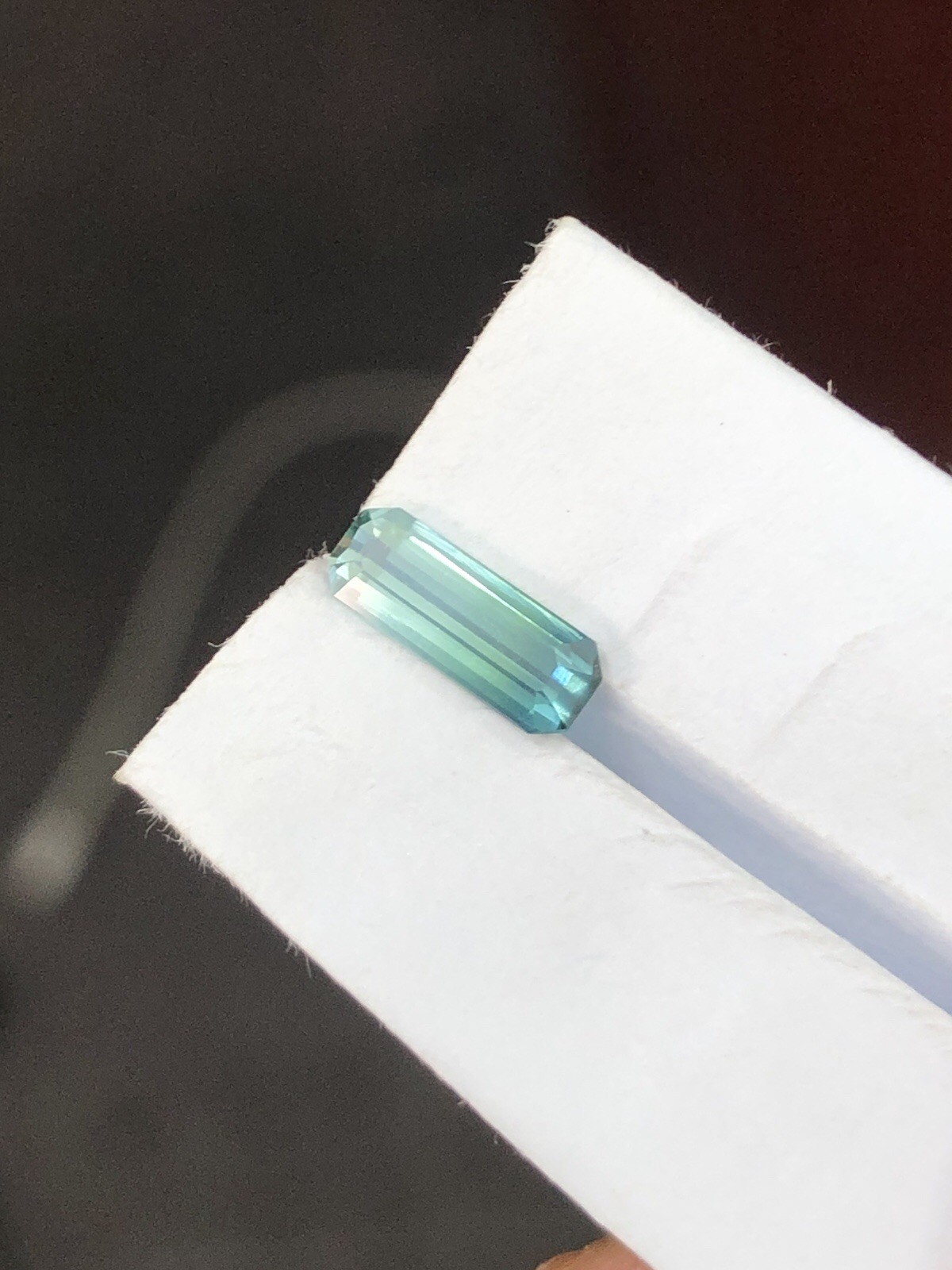 Seafoam Tourmaline Emerald Cut From Afghanistan Bi color zone