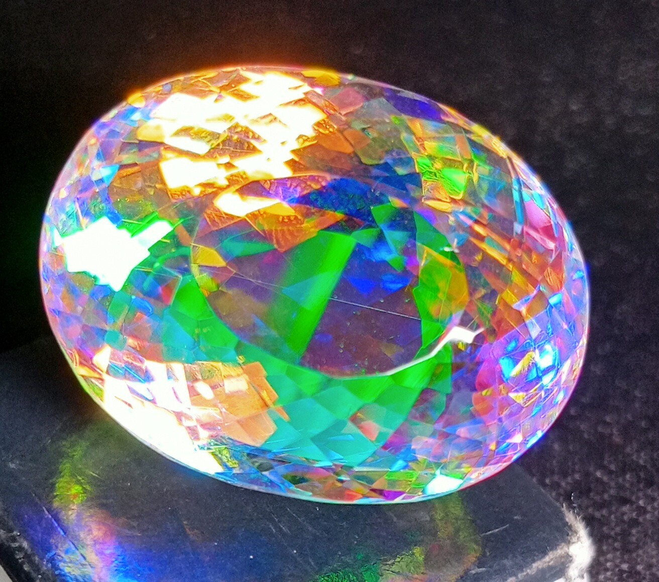 Natural Mystic Topaz Color Oval Cut Certified 69.40 Ct Rainbow Loose Gemstone