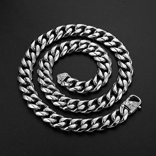 15mm 316L Stainless Steel Curb Cuban Link Chain Necklace 16″-40″ for Men