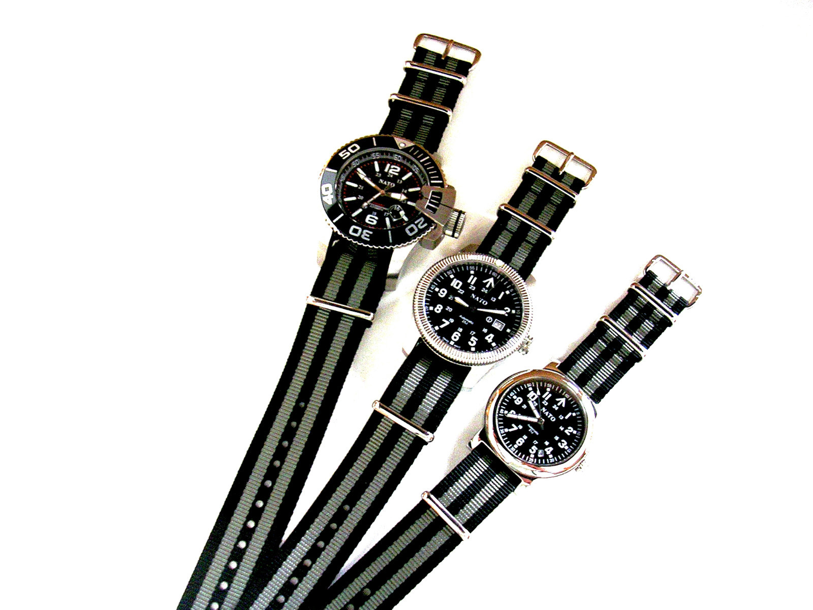 NATO G10 ® Black Grey HD nylon Military Dive watch band RAF strap bond IW SUISSE