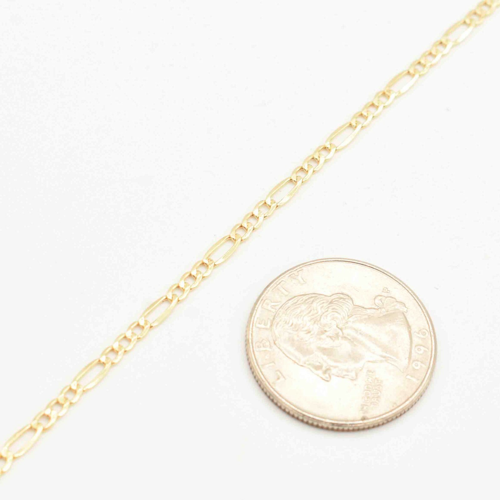 2.5mm Figaro Chain Anklet with Lobster Lock Real 10K Yellow Gold 10″