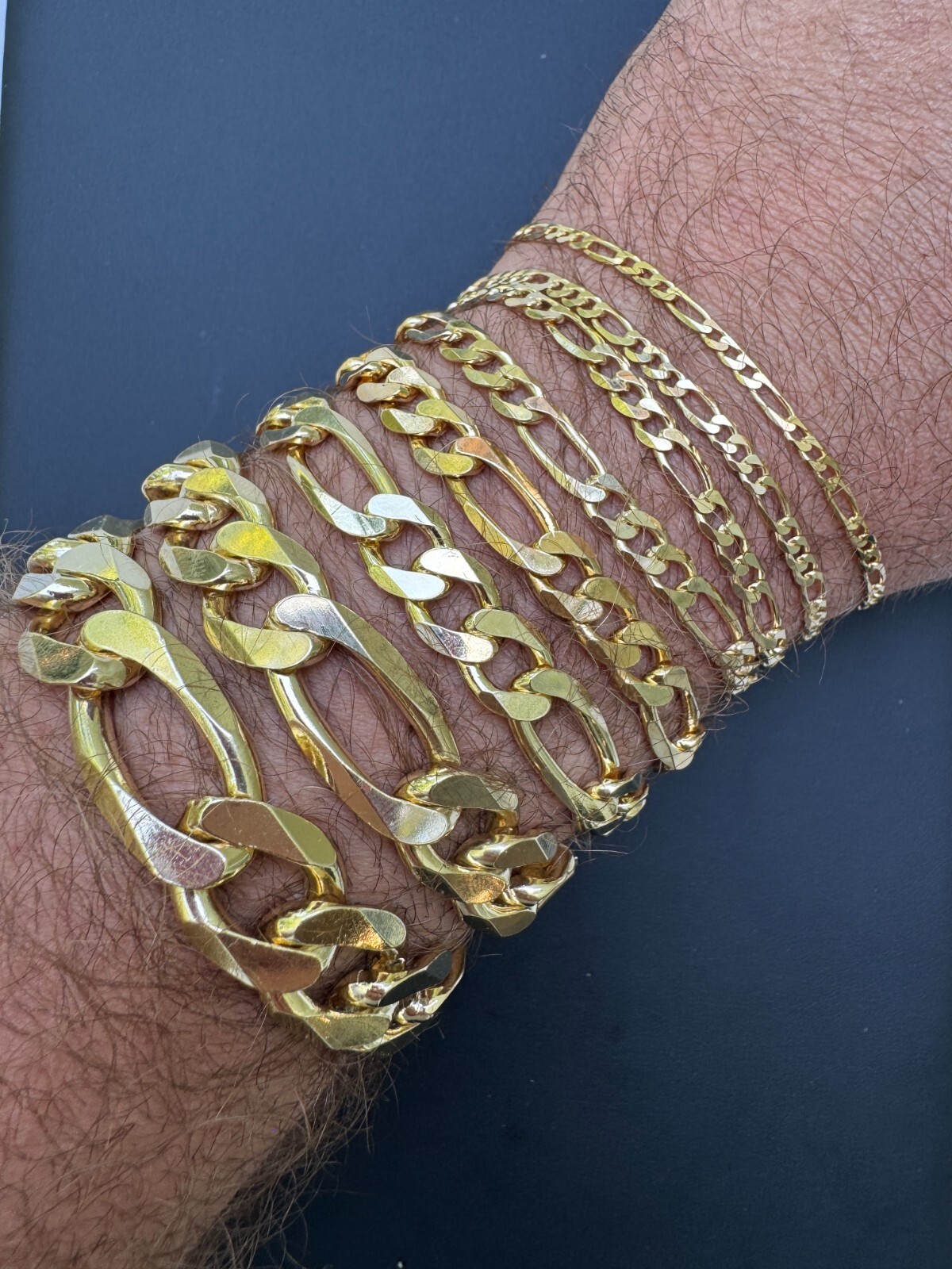 14k Gold Plated Solid 925 Sterling Silver Figaro Chain Bracelet ITALY 2.5-10mm