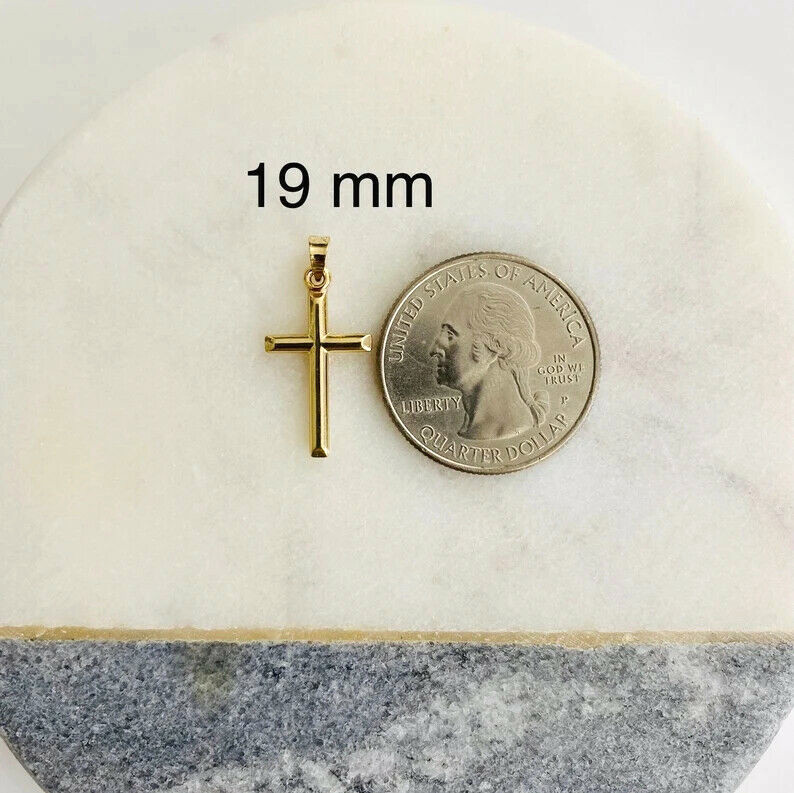 10K Real Gold Cross Pendant, 19mm/0.74 Inches Small 10k Gold Cross Charm- C1344