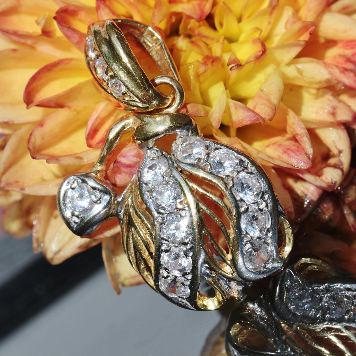 22k yellow gold pendant 1.25ct white topaz 1930’s vintage handmade 6.80g