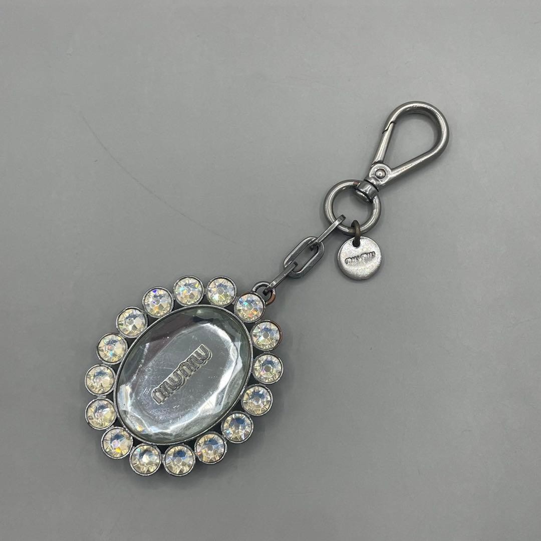 Miu Miu Crystal Silver Bijou Keychain Used / Authentic with Refund Guarantee
