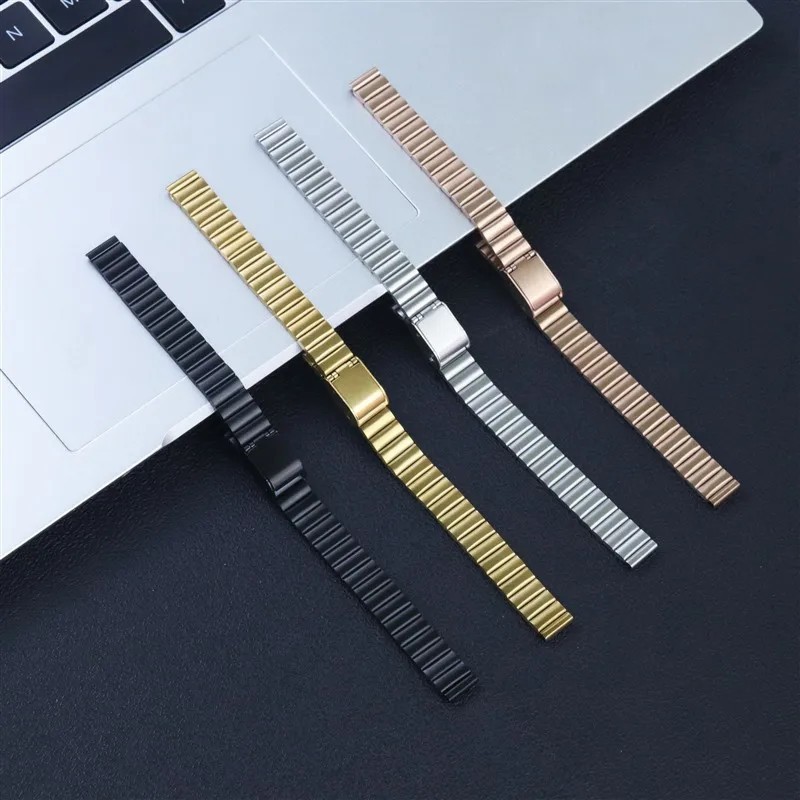 10 12 14 16 18 20mm Piece Bracelet Stainless Steel Strap Fold Buckle Watch Band