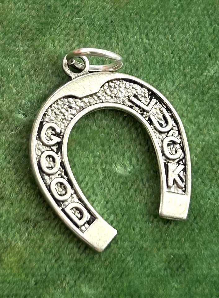 Horseshoe Lucky Charm Good Luck Charm Pendant Antiqued Silver Plated Jewelry