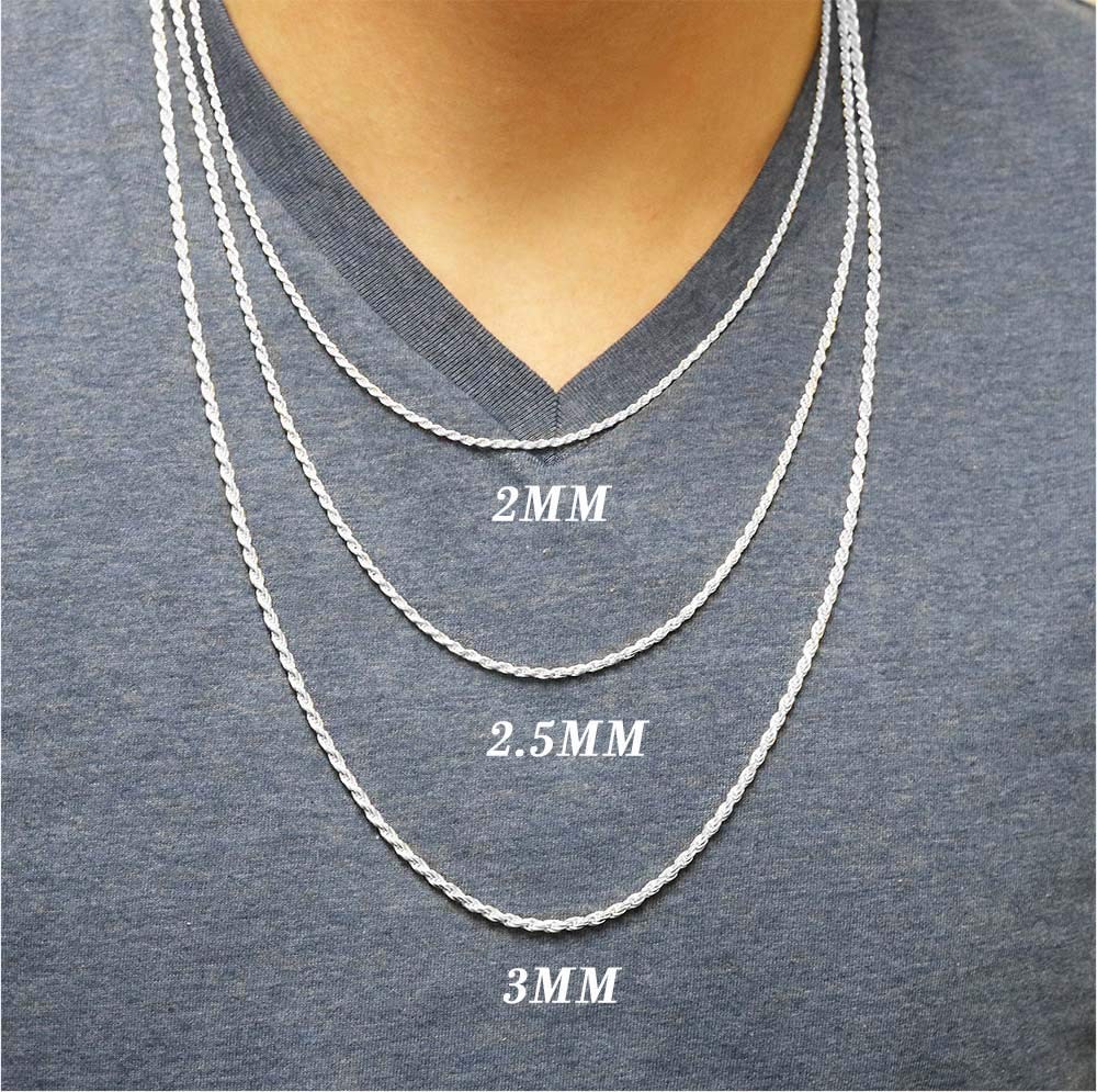 Verona Jewelers Sterling Silver Diamond-Cut Rope Chain Necklace 2Mm 2.5Mm 3Mm-