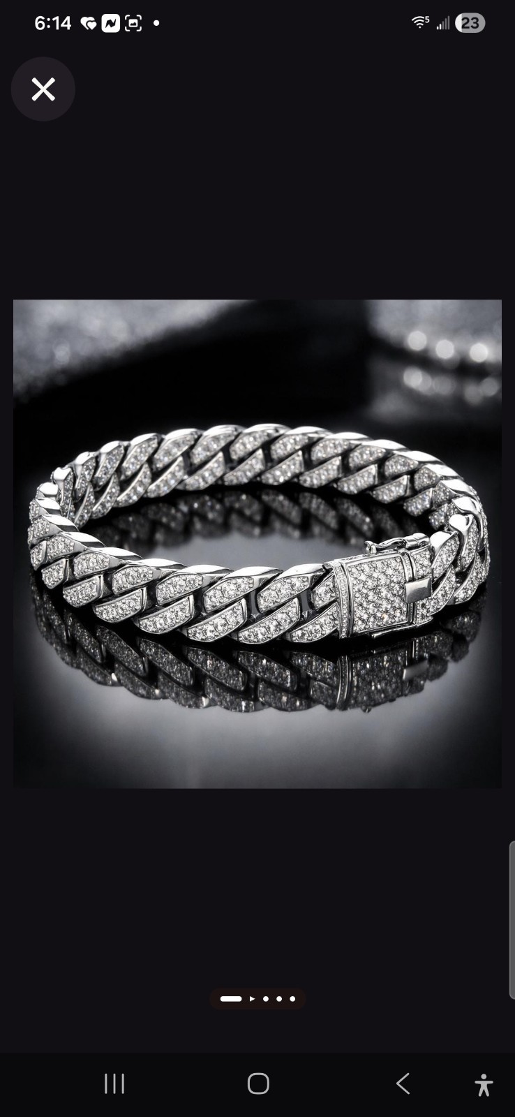 Moissanite 1 Row 22mm x 24″ Miami Cuban LINK Bracelet Sterling Sliver
