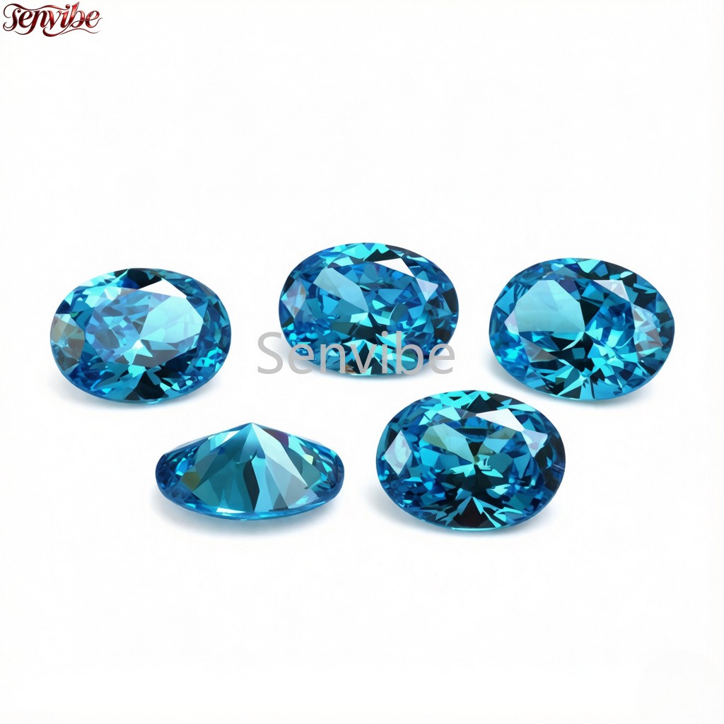 5~10pcs Ice Blue Oval Cut Synthetic Zircon 5A Loose CZ Accent Gemstone Jewelry
