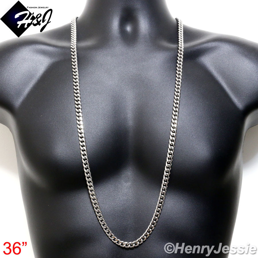 18-40″MEN Stainless Steel 7/10/12/14mm Silver Miami Cuban Curb Chain Necklace