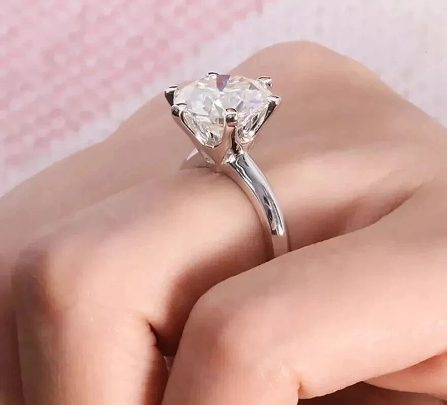 Certified RARE 3.50 ct VS1 Round Cut White Diamond AAA 14K White Gold Ring