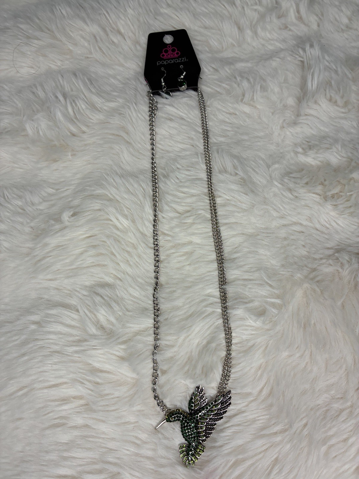 Paparazzi Silver Tone Cable Chain Beaded Necklace w/ Black Animal Charm, Adj