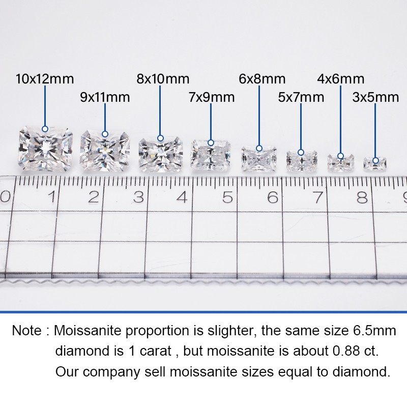 US Exquisite Radiant Cut Loose Moissanite Stone 0.2ct-10ct VVS1 GRA Certificate