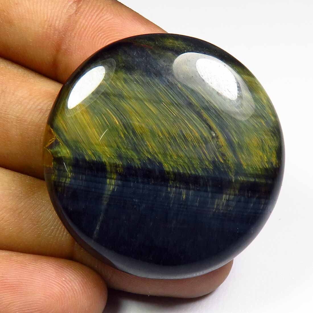 Natural Blue Flashy Tiger Eye Gems 87Cts Smooth Round Tiger Eye Cabs 34mm BI-112