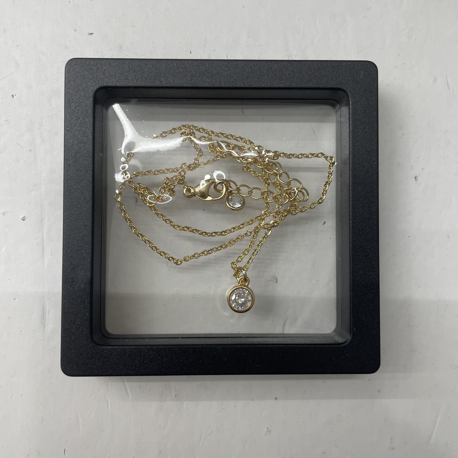 Tewiky Gold Chain Necklace Layering Jewelry Single Rhinestone Minimal NEW